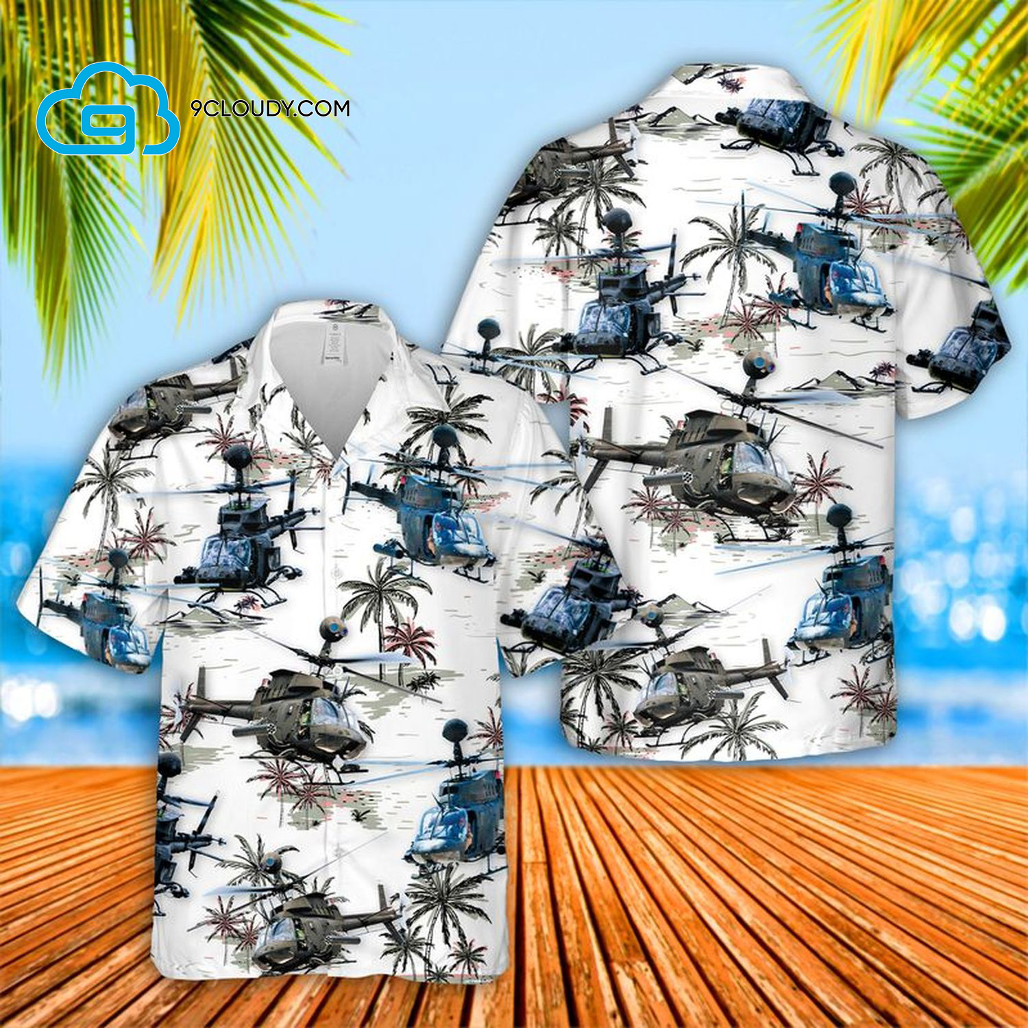 Us Army Bell Oh-58 Kiowa Full Print Hawaiian Shirt Us Army Bell Oh-58 Kiowa Full Print Hawaiian Shirt