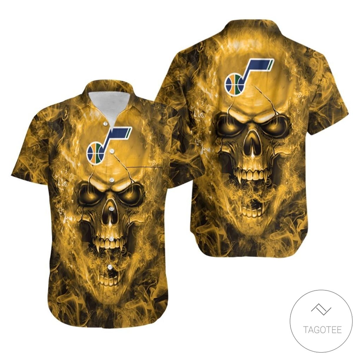 Utah Jazz Nba Skull Hawaiian Shirt Utah Jazz Nba Skull Hawaiian Shirt