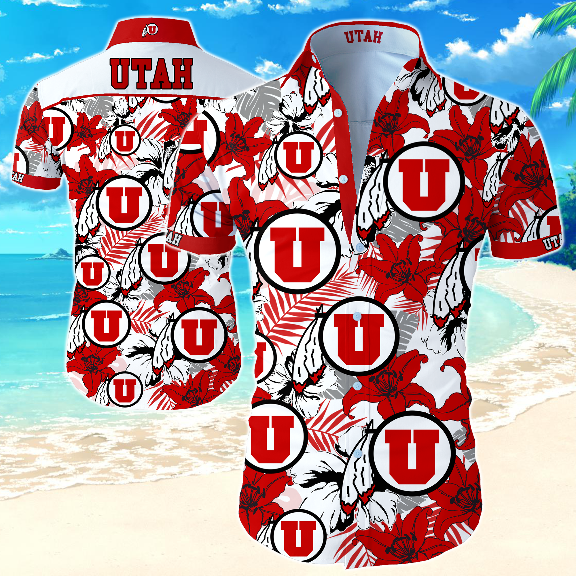 Utah Utes Football Hawaiian Shirt Summer Button Up Utah Utes Football Hawaiian Shirt Summer Button Up