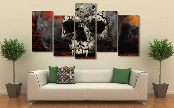 Vampire Skull 2 - Abstract 5 Panel Canvas Art Wall Decor Vampire Skull 2 - Abstract 5 Panel Canvas Art Wall Decor