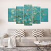 Van Gogh Blossoming Almond Tree - Nature 5 Panel Canvas Art Wall Decor
