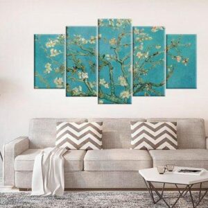 Van Gogh Blossoming Almond Tree - Nature 5 Panel Canvas Art Wall Decor