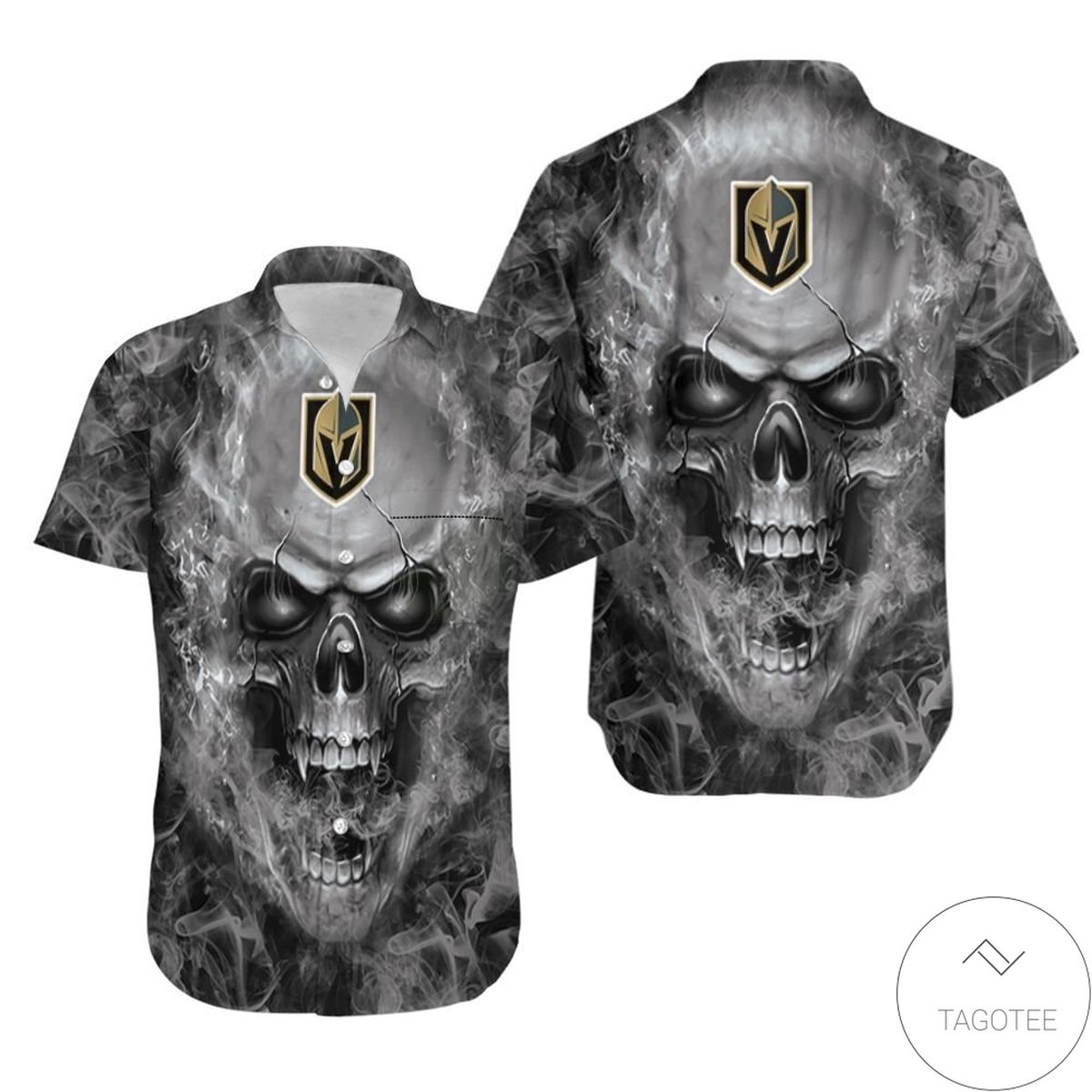 Vegas Golden Knights Nhl Skull Hawaiian Shirt Vegas Golden Knights Nhl Skull Hawaiian Shirt