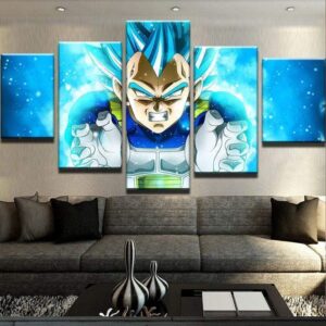 Vegeta Super Saiyan Blue Dragon - Anime 5 Panel Canvas Art Wall Decor