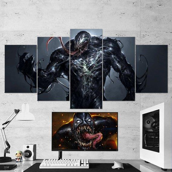 Venom 00 - Movie 5 Panel Canvas Art Wall Decor Venom 00 - Movie 5 Panel Canvas Art Wall Decor