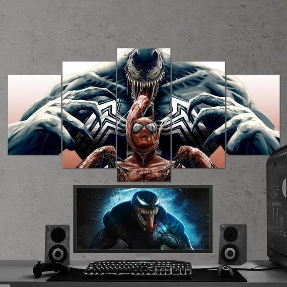 Venom vs Spiderman - DC 5 Panel Canvas Art Wall Decor Venom vs Spiderman - DC 5 Panel Canvas Art Wall Decor