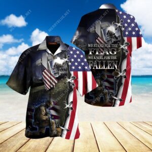 Veteran We Stand For The Flag And Kneel For The Fallen All Over Printed Hawaiian Shirt