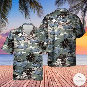 Vietnam Era Ch-46 Sea Knight Helicopter Hawaiian Shirt