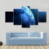 View Of Planet From Space - Space 5 Panel Canvas Art Wall Decor