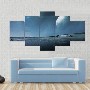 View Of Pluto From Charon - Nature 5 Panel Canvas Art Wall Decor