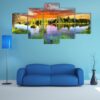 View Of The Snake River And Tetons In Wyoming - Nature 5 Panel Canvas Art Wall Decor