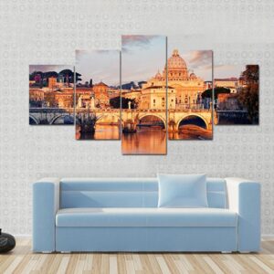 View Of Vatican City With St Peter - Nature 5 Panel Canvas Art Wall Decor