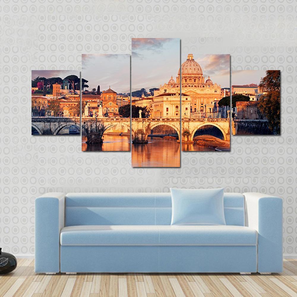 View Of Vatican City With St Peter - Nature 5 Panel Canvas Art Wall Decor View Of Vatican City With St Peter - Nature 5 Panel Canvas Art Wall Decor