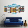 View On Bruges Bergen In Norway - Nature 5 Panel Canvas Art Wall Decor