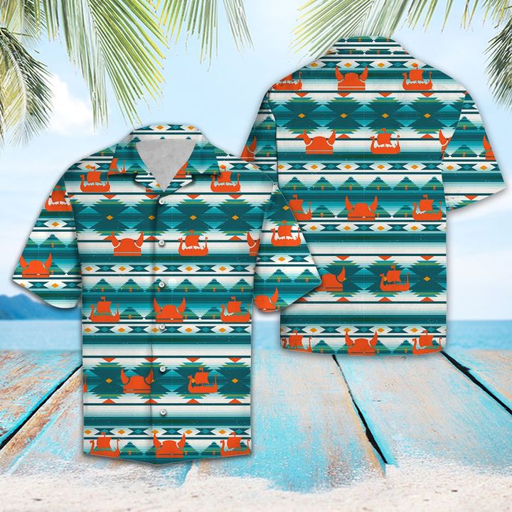 Vikings Pattern Hawaiian Shirt Summer Button Up Vikings Pattern Hawaiian Shirt Summer Button Up