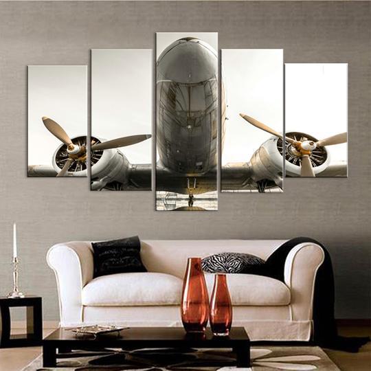 Vintage Airplane Passenger Liner - Aircraft 5 Panel Canvas Art Wall Decor Vintage Airplane Passenger Liner - Aircraft 5 Panel Canvas Art Wall Decor