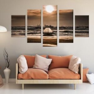 Vintage Beach Dock - Nature 5 Panel Canvas Art Wall Decor