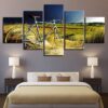 Vintage Bicycle In The Growth Of Grass - Nature 5 Panel Canvas Art Wall Decor