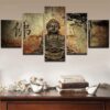 Vintage Buddhism Zen Buddha - Religion 5 Panel Canvas Art Wall Decor