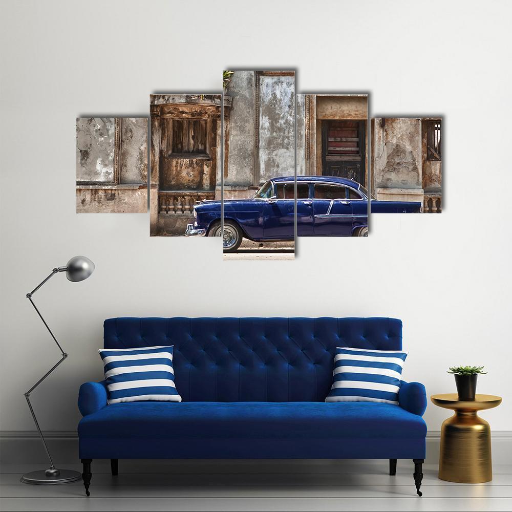 Vintage Car In Havana 1 - Automative 5 Panel Canvas Art Wall Decor Vintage Car In Havana 1 - Automative 5 Panel Canvas Art Wall Decor