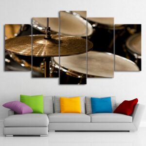Vintage Drum 1 - Music 5 Panel Canvas Art Wall Decor