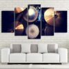 Vintage Drums Black - Music 5 Panel Canvas Art Wall Decor