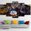 Vintage Drums Stick - Music 5 Panel Canvas Art Wall Decor