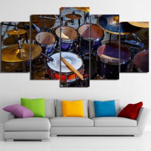 Vintage Drums Stick - Music 5 Panel Canvas Art Wall Decor