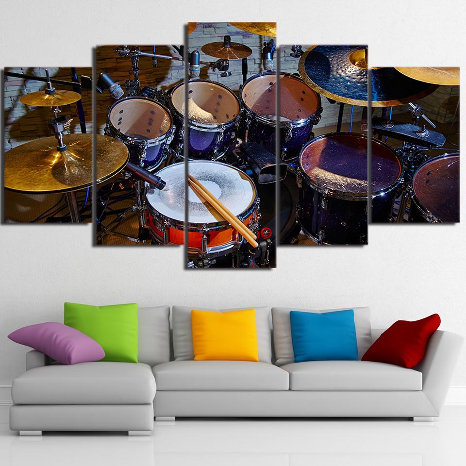 Vintage Drums Stick - Music 5 Panel Canvas Art Wall Decor Vintage Drums Stick - Music 5 Panel Canvas Art Wall Decor