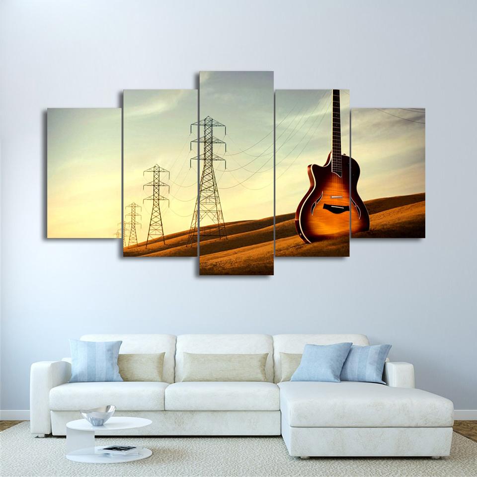 Vintage Guitar - Music 5 Panel Canvas Art Wall Decor Vintage Guitar - Music 5 Panel Canvas Art Wall Decor
