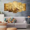 Vintage Navigation - Nature Abstract 5 Panel Canvas Art Wall Decor