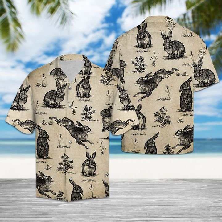 Vintage Rabbit Hawaiian Shirt Summer Button Up Vintage Rabbit Hawaiian Shirt Summer Button Up