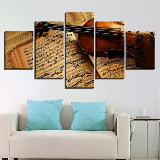 Violin And Sheet - Music 5 Panel Canvas Art Wall Decor Violin And Sheet - Music 5 Panel Canvas Art Wall Decor