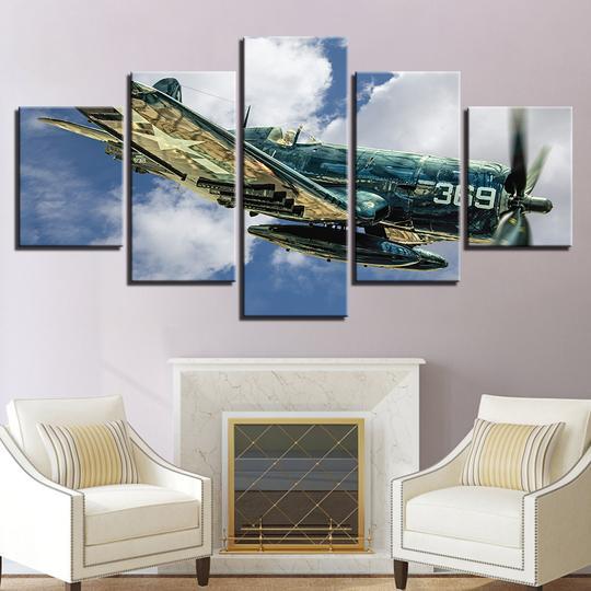 Vought F4U-4 Corsair Us Navy World War Ii Fighter Ww2 - Aircraft 5 Panel Canvas Art Wall Decor Vought F4U-4 Corsair Us Navy World War Ii Fighter Ww2 - Aircraft 5 Panel Canvas Art Wall Decor