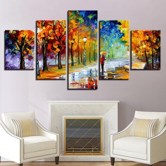 Walk In The Park - Abstract 5 Panel Canvas Art Wall Decor Walk In The Park - Abstract 5 Panel Canvas Art Wall Decor