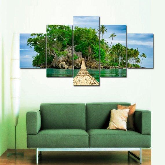 Walk To Paradise Island 01 - Nature 5 Panel Canvas Art Wall Decor Walk To Paradise Island 01 - Nature 5 Panel Canvas Art Wall Decor
