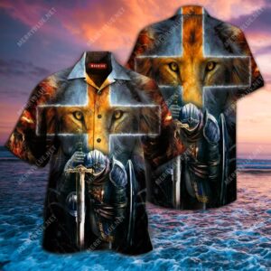 Warrior Of Christ Cross Lion All Over Printed Hawaiian Shirt