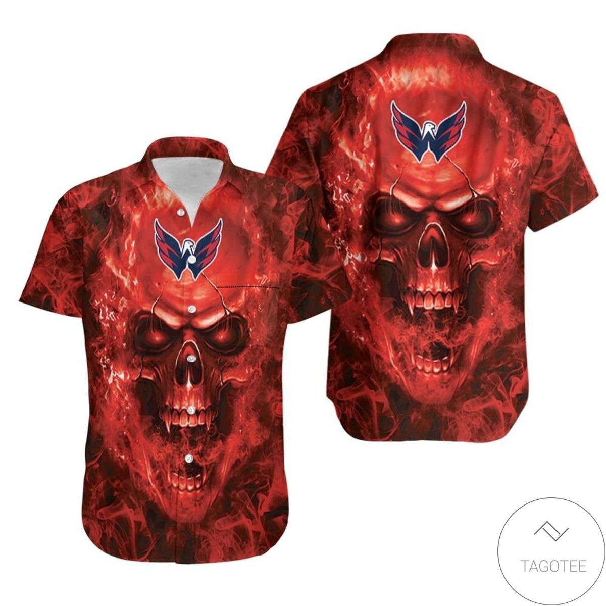 Washington Capitals Nhl Skull Hawaiian Shirt Washington Capitals Nhl Skull Hawaiian Shirt