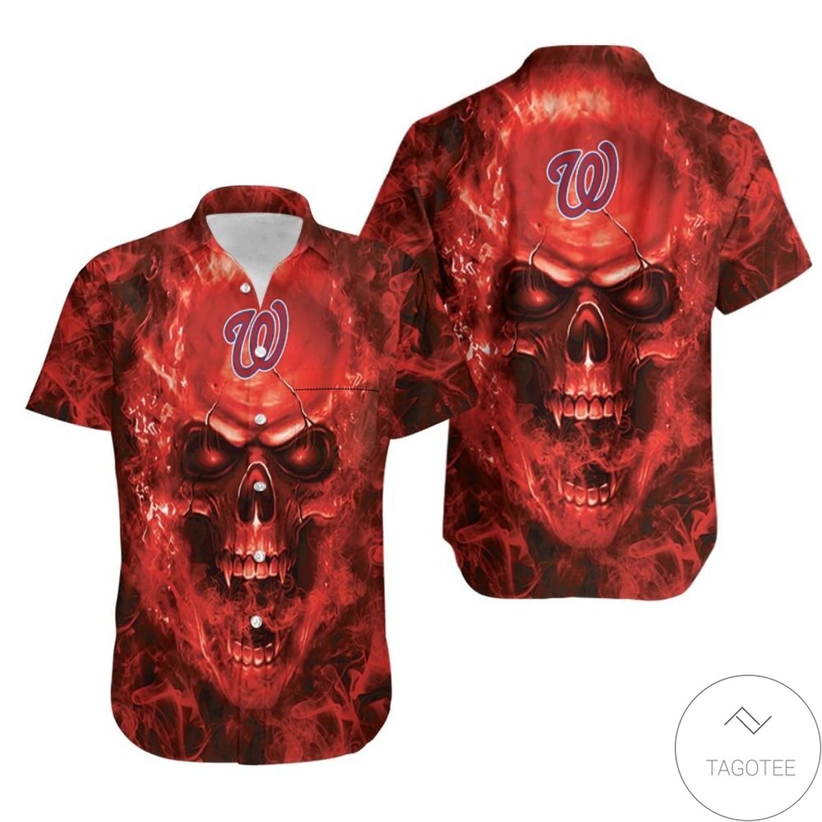 Washington Nationals Mlb Skull Hawaiian Shirt Washington Nationals Mlb Skull Hawaiian Shirt