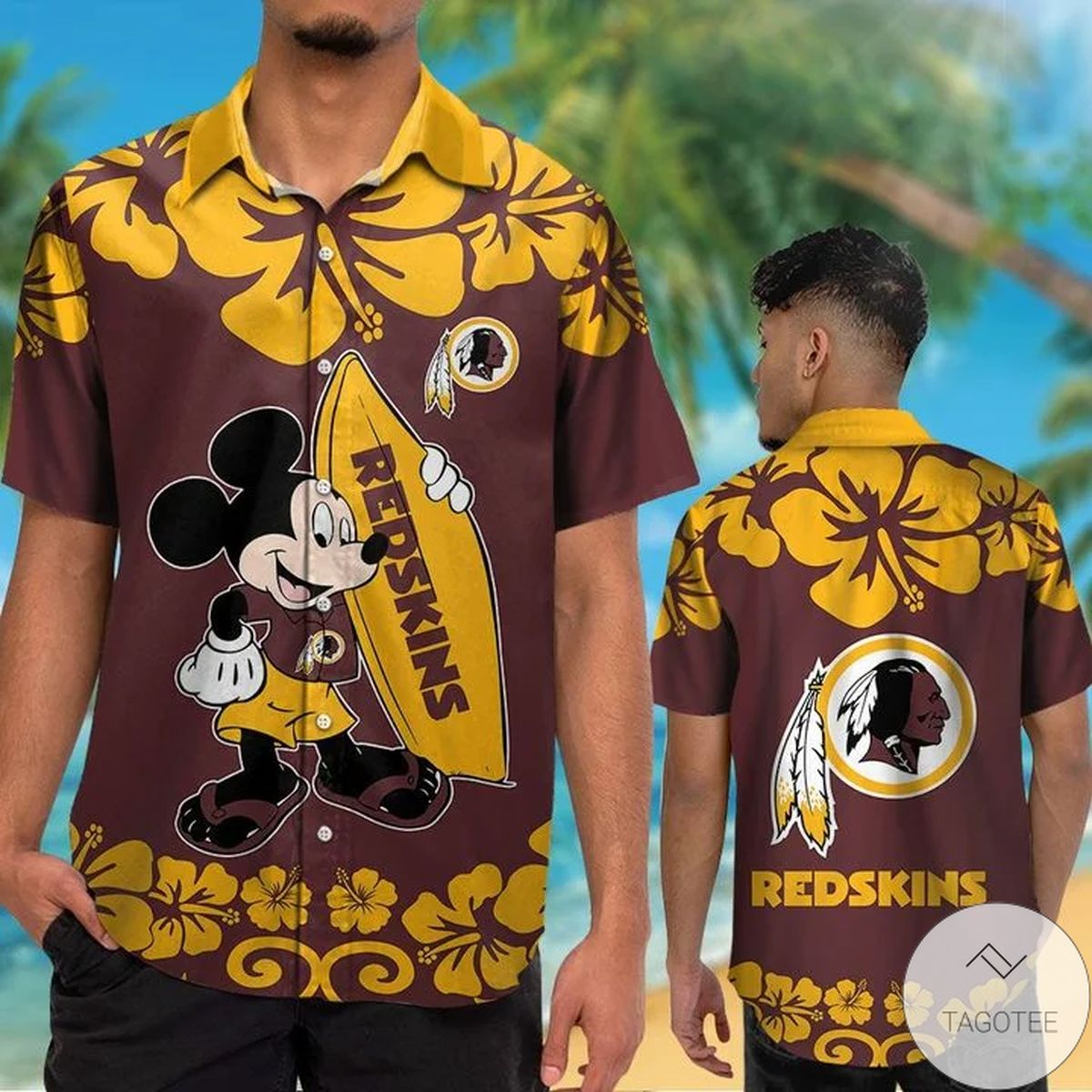 Washington Redskins & Mickey Mouse Hawaiian Shirt Washington Redskins & Mickey Mouse Hawaiian Shirt
