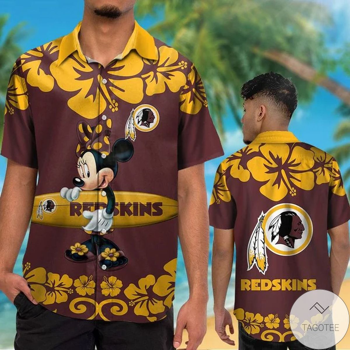 Washington Redskins & Minnie Mouse Hawaiian Shirt Washington Redskins & Minnie Mouse Hawaiian Shirt