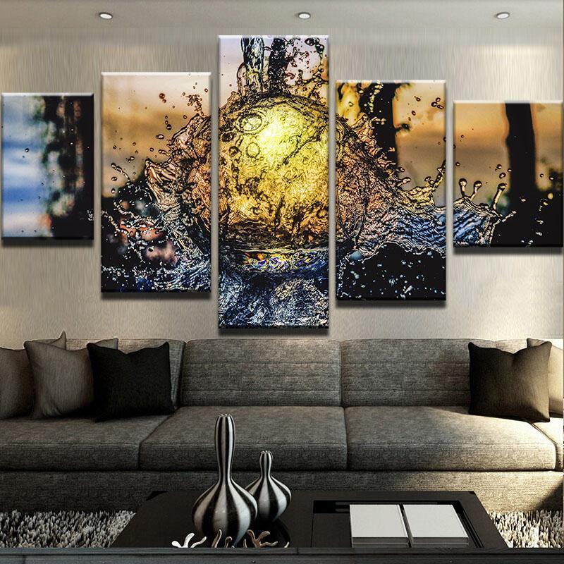 Water Ball - Abstract 5 Panel Canvas Art Wall Decor Water Ball - Abstract 5 Panel Canvas Art Wall Decor