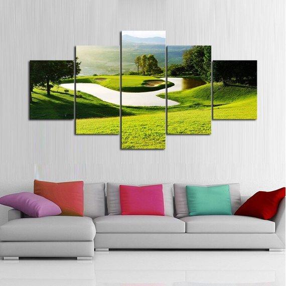 Water Hazard - Nature 5 Panel Canvas Art Wall Decor Water Hazard - Nature 5 Panel Canvas Art Wall Decor