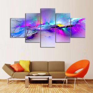 Watercolor Mountain Ridge - Abstract 5 Panel Canvas Art Wall Decor