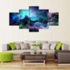 Watercolor Rough Seas - Space 5 Panel Canvas Art Wall Decor