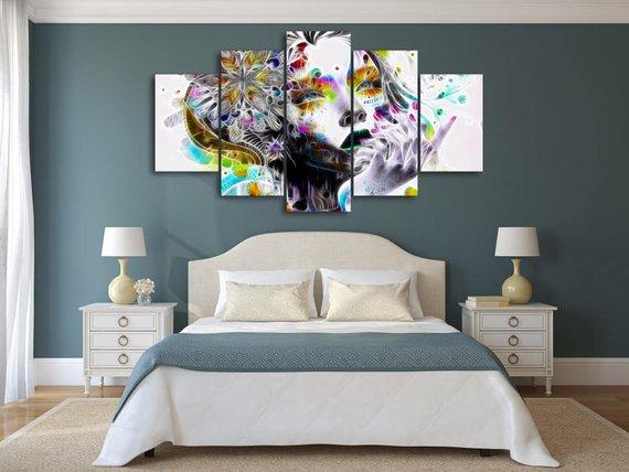 Watercolors Girl - Abstract 5 Panel Canvas Art Wall Decor Watercolors Girl - Abstract 5 Panel Canvas Art Wall Decor