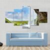 Waterfall Above The Cave - Nature 5 Panel Canvas Art Wall Decor