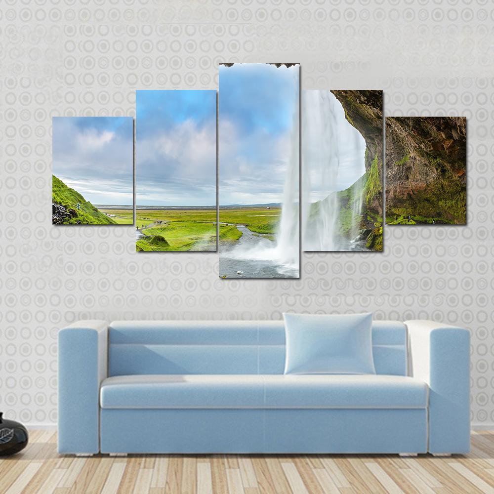 Waterfall Above The Cave - Nature 5 Panel Canvas Art Wall Decor Waterfall Above The Cave - Nature 5 Panel Canvas Art Wall Decor