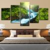 Waterfall Natural - Nature 5 Panel Canvas Art Wall Decor