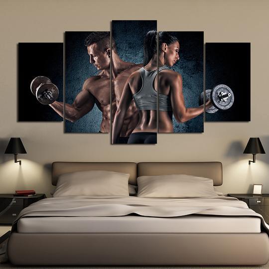 Weightlifting Fitness Workout - Sport 5 Panel Canvas Art Wall Decor Weightlifting Fitness Workout - Sport 5 Panel Canvas Art Wall Decor